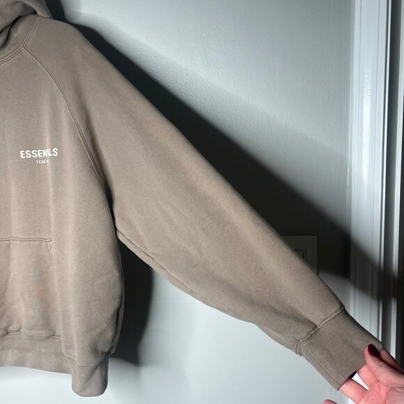 Fear of God Essentials Hoodie Desert Taupe Tan Size S Streetwear Heavy Pullover - Picture 5 of 12